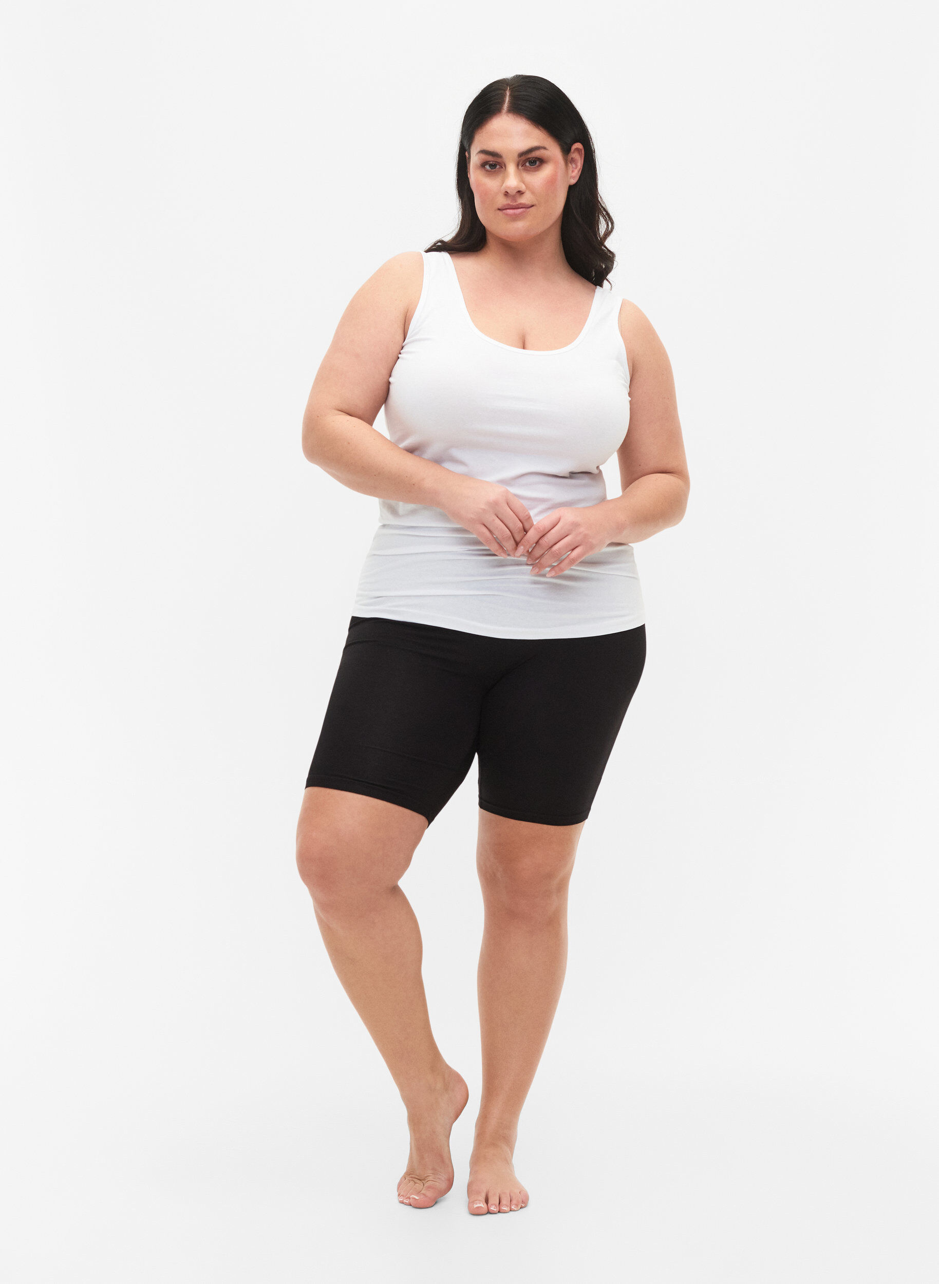 Zizzi2-pack cykelshorts i viskos, Svart, Model image number 1