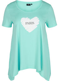 A-linjeformad och asymmetrisk t-shirt i bomull, Aqua Sky PARIS