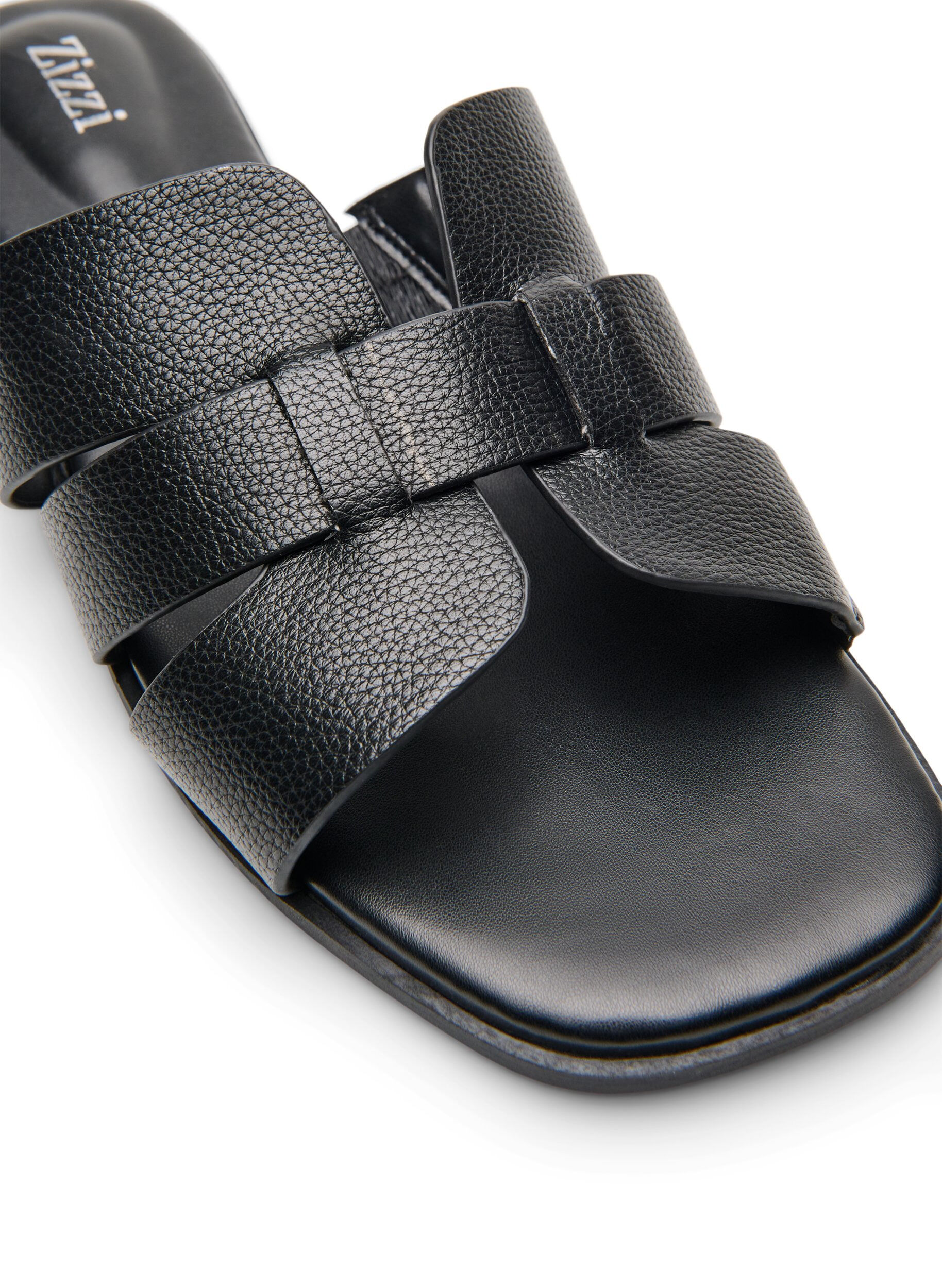 Zizzi Sandal med breda remmar och fyrkantig t&aring;, Svart, Packshot image number 3
