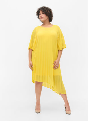 Klänning med 2/4-ärmar och a-linjeform, Primrose Yellow, Model image number 2
