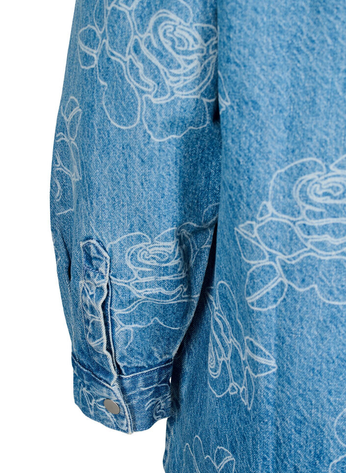Jeansjacka med blommor, Light Blue Denim, Packshot image number 3