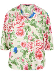 Blommig skjorta med 3/4-ärmar, Bright Flower