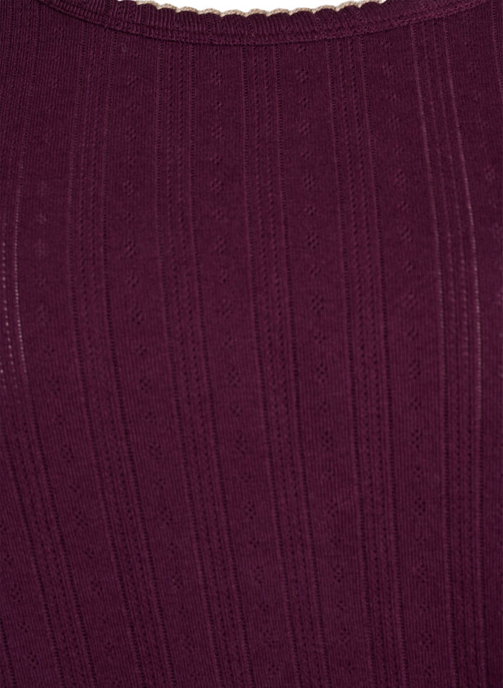 Pyjamastopp i ekologisk bomull med h&aring;lbroderi, M&ouml;rk Bordeaux, Packshot image number 2