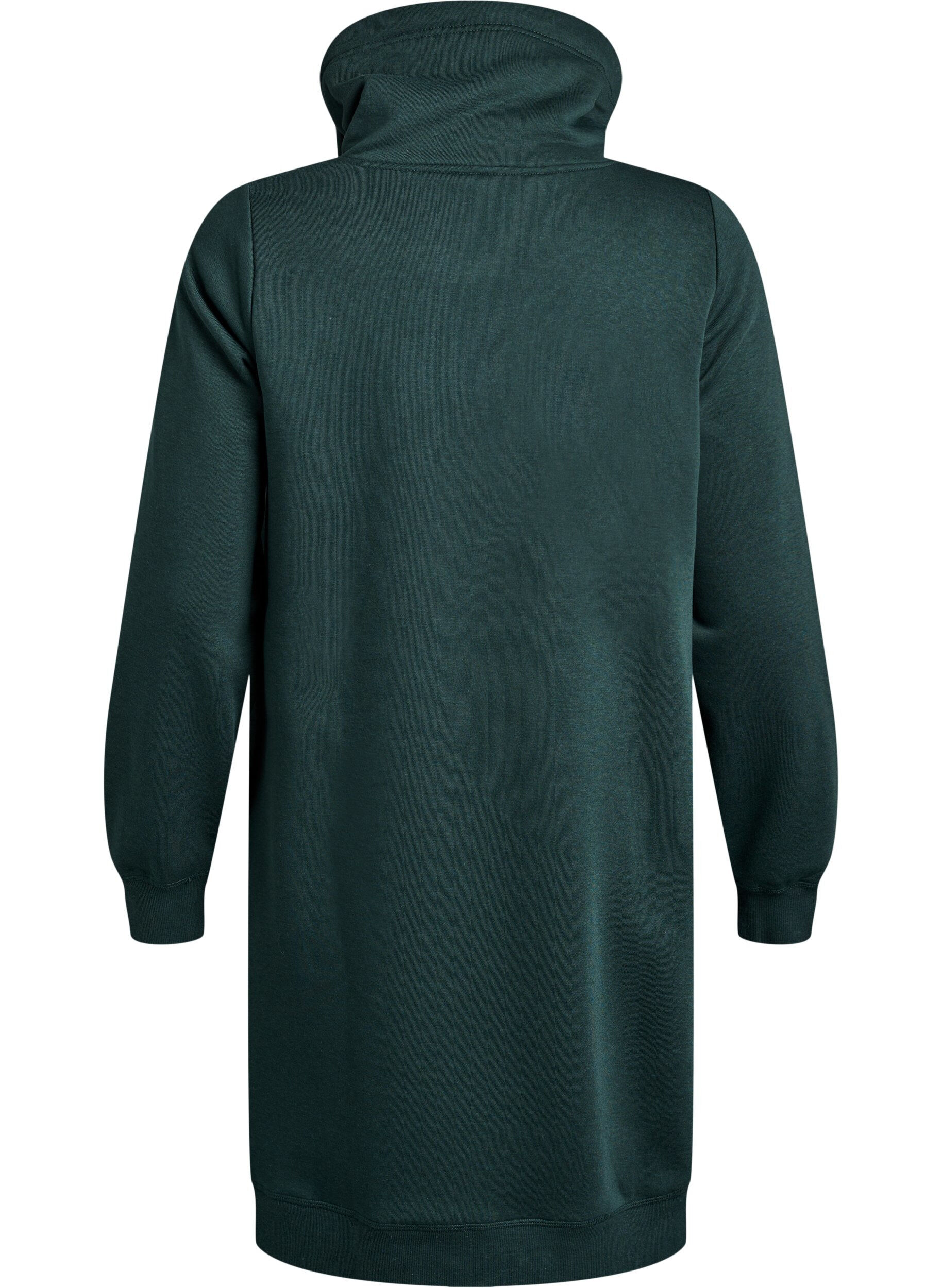 ZizziKort sweatshirtkl&auml;nning med h&ouml;g krage och fickor, Gr&ouml;n, Packshot image number 1