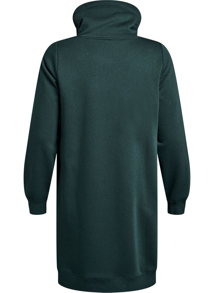Kort sweatshirtkl&auml;nning med h&ouml;g krage och fickor, Gr&ouml;n, Packshot image number 1