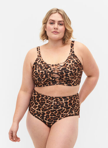 Hög bikinitrosa med leopardtryck, Leopard Print, Model image number 0