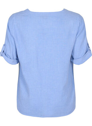 Skjorta med 3/4-ärmar och v-ringning, Ultramarine, Packshot image number 1