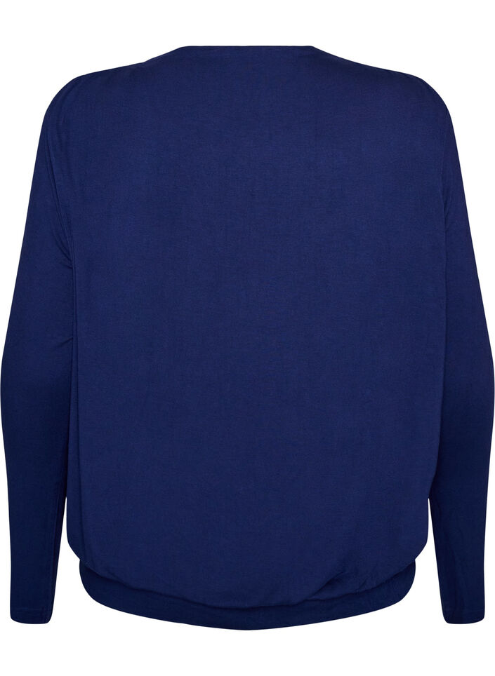 Blus med b&aring;tringning och ballongpassform, Bl&aring;, Packshot image number 1