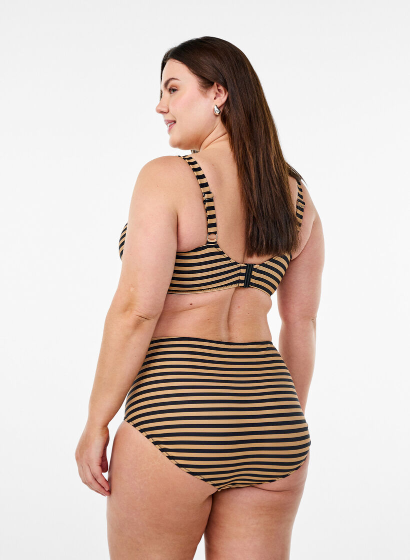 Bikinitrosa med h&ouml;g midja och r&auml;nder, Brun, Model image number 1