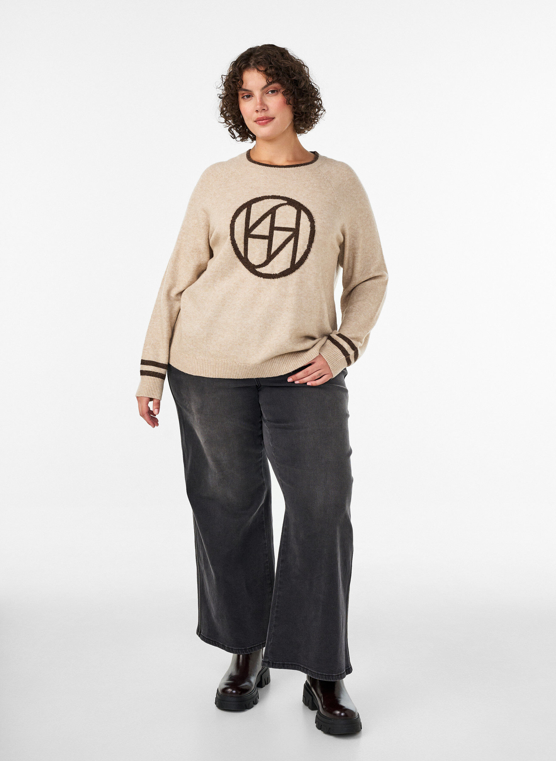 ZizziTr&ouml;ja med logga och kontrastr&auml;nder, Beige, Model image number 1