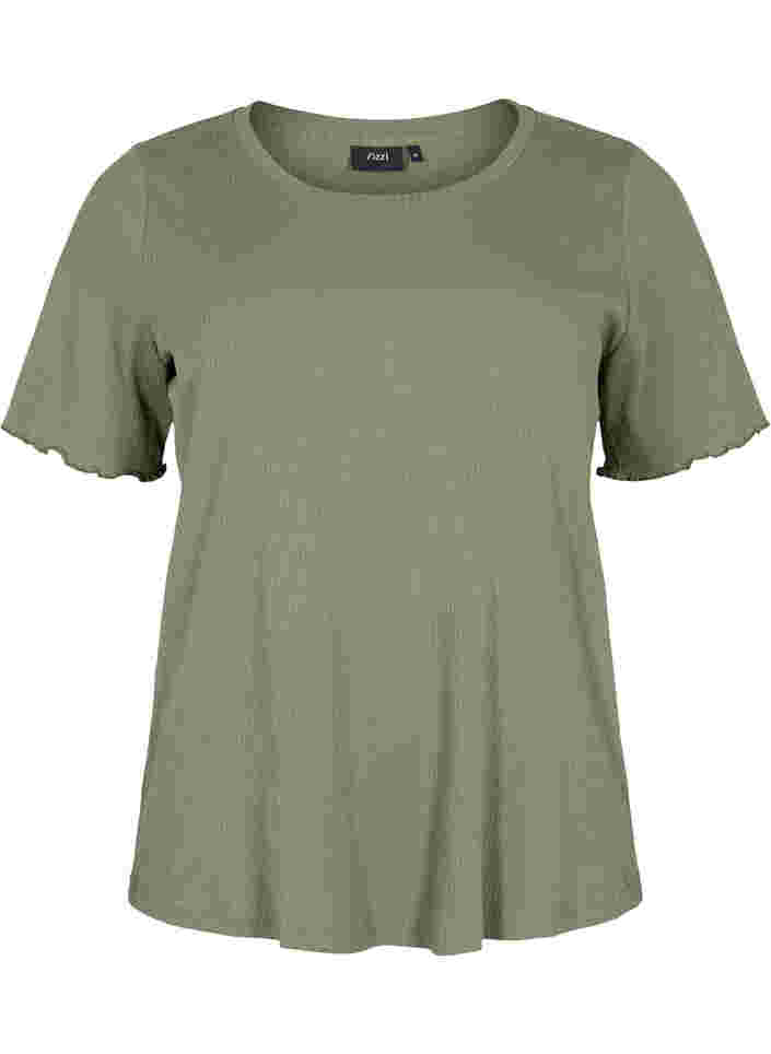 Ribbad t-shirt, Dusty Olive, Packshot image number 0