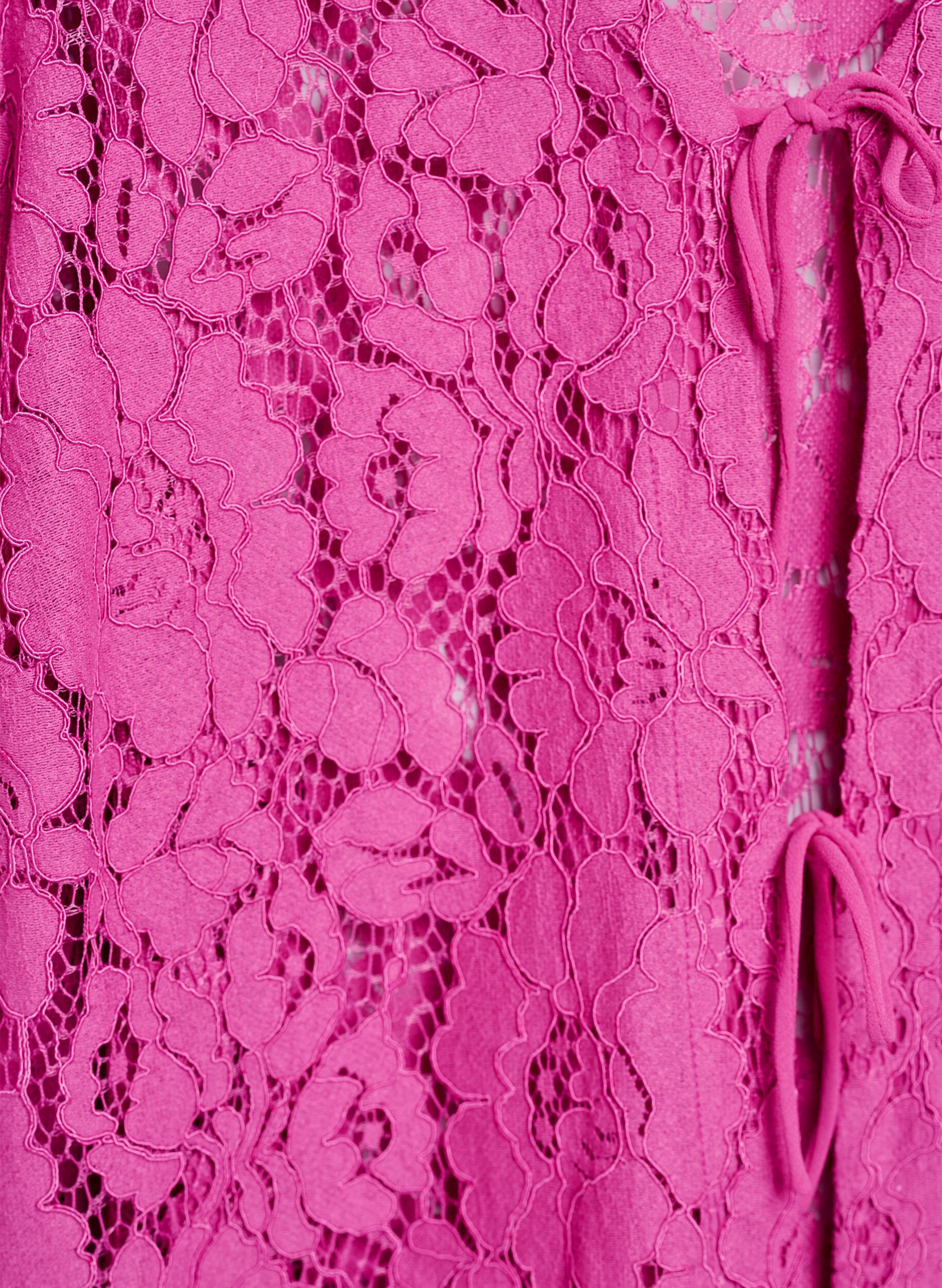 Zizzi Spetsblus med 3/4-&auml;rm och rosetter framtill, Lila, Packshot image number 2