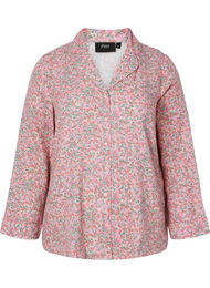Pyjamasskjorta i bomull med blommönster, Powder Pink