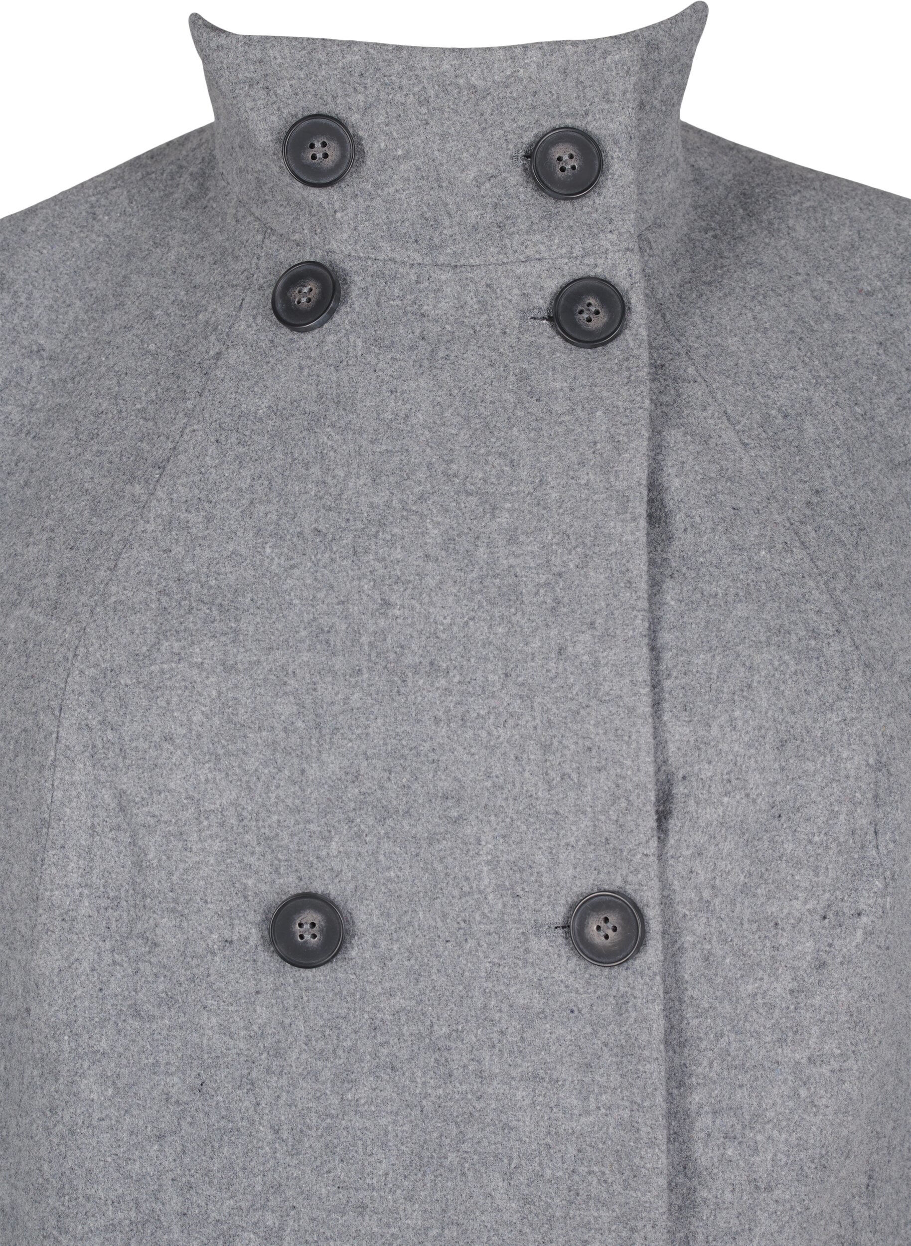 Zizzi Kort a-linjeformad kappa, Light Grey Melange, Packshot image number 2