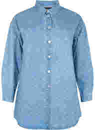 Jeansskjorta med tryck, Light blue denim