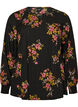 L&aring;ng&auml;rmad blus med blomm&ouml;nster, Svart, Packshot image number 0