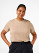 Enkel t-shirt i bomull med rund halsringning, Beige, Model image number 0