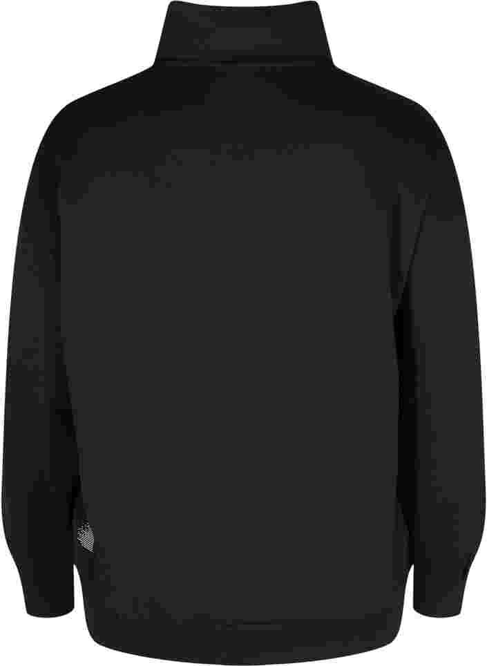 Höghalsad sweatshirt med dragkedja, Black, Packshot image number 1