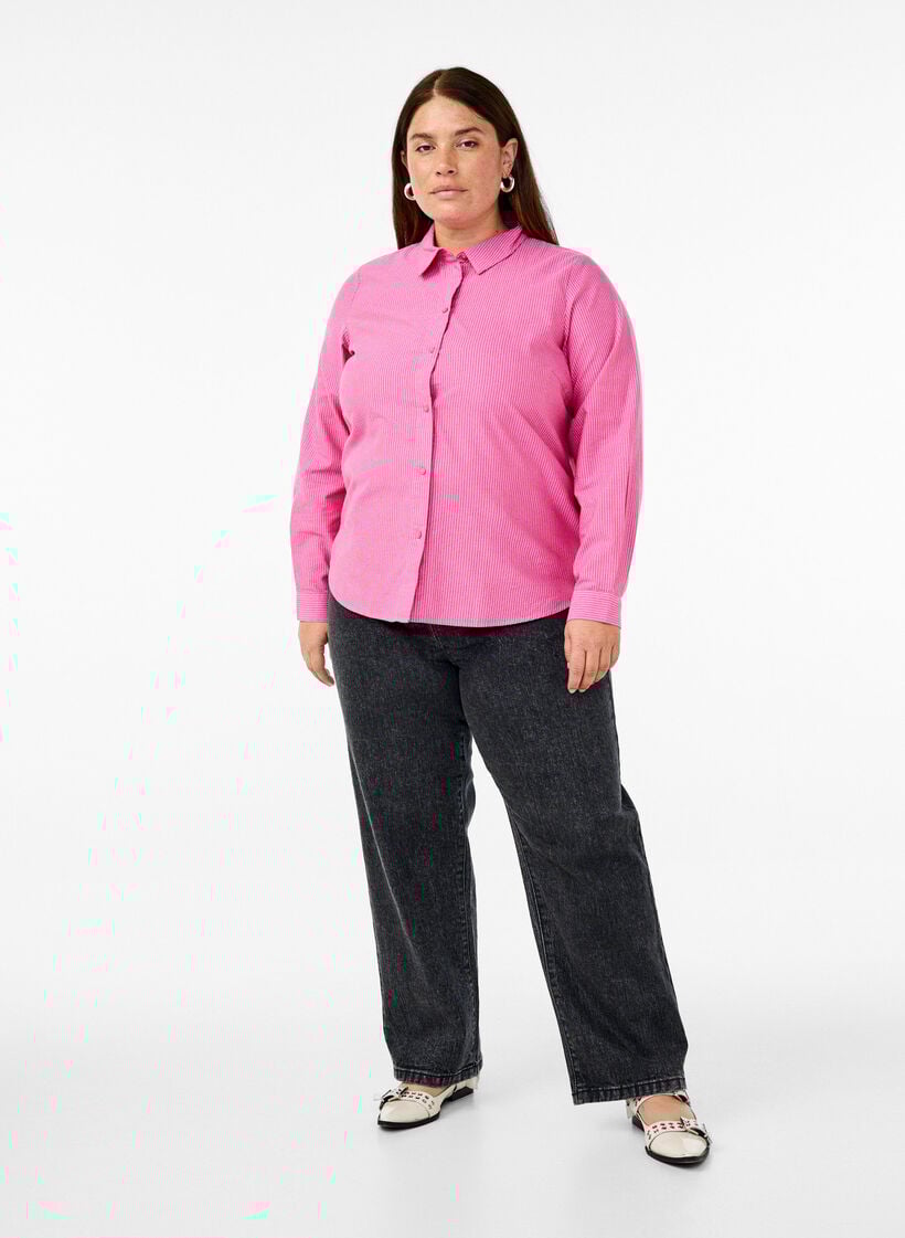 L&aring;ng&auml;rmad bomullsskjorta, R&ouml;d, Model image number 1