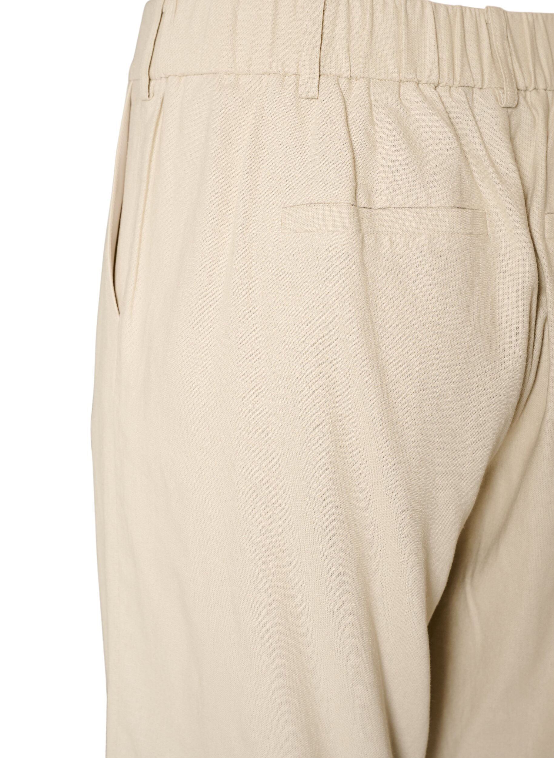 ZizziBermudashorts med h&ouml;g midja i linne och viskos, Beige, Packshot image number 3