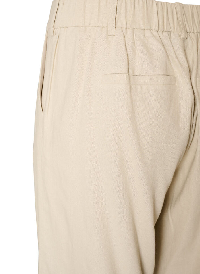 Bermudashorts med h&ouml;g midja i linne och viskos, Beige, Packshot image number 3