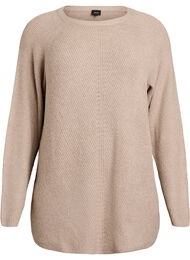 Stickad tr&ouml;ja med diagonalt m&ouml;nster och raglan&auml;rm, Beige