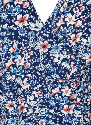 Omlottklänning med korta ärmar, Blue Flower AOP, Packshot image number 2