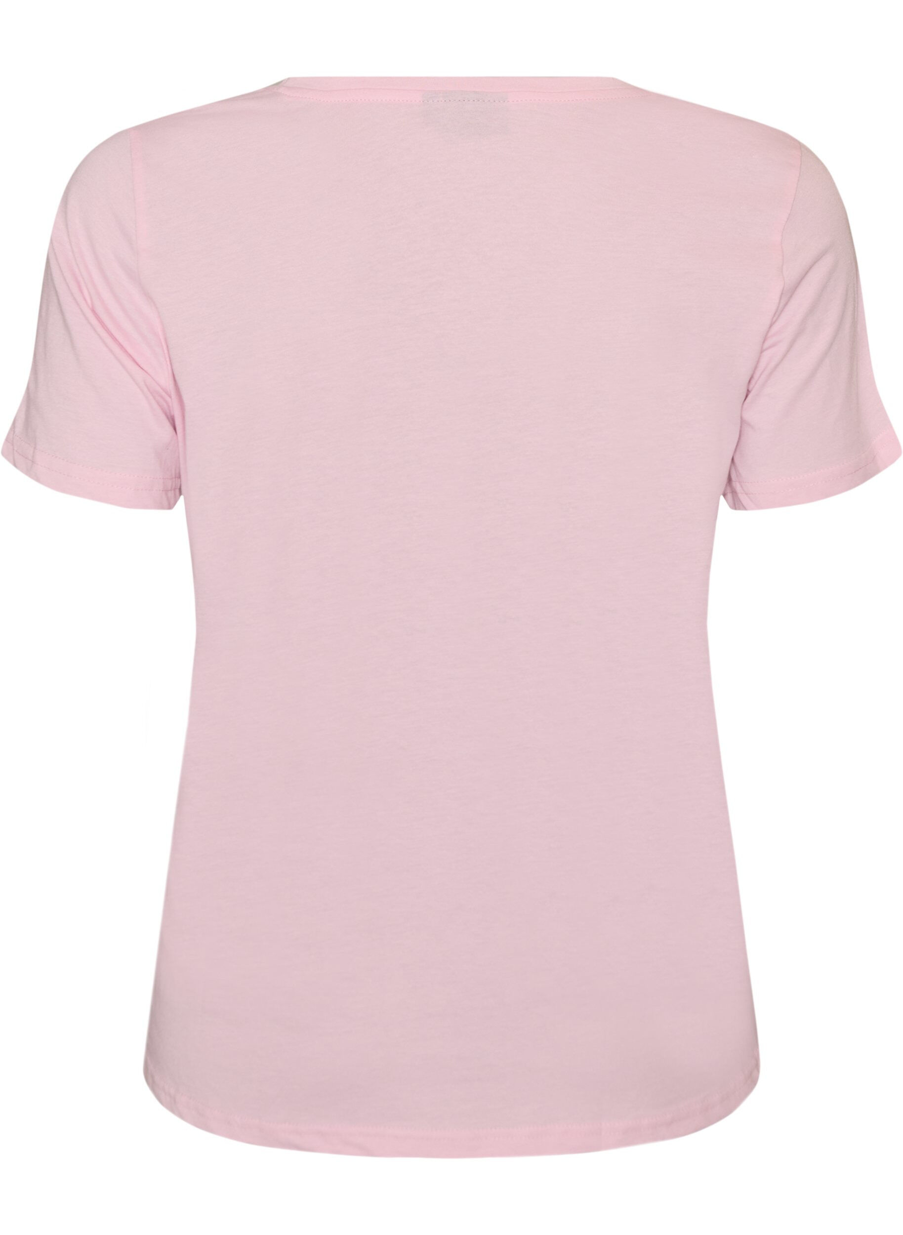 ZizziKort&auml;rmad t-shirt med v-ringning, Rosa, Packshot image number 1