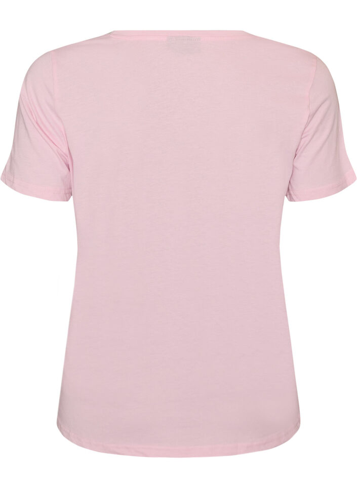 Kort&auml;rmad t-shirt med v-ringning, Rosa, Packshot image number 1