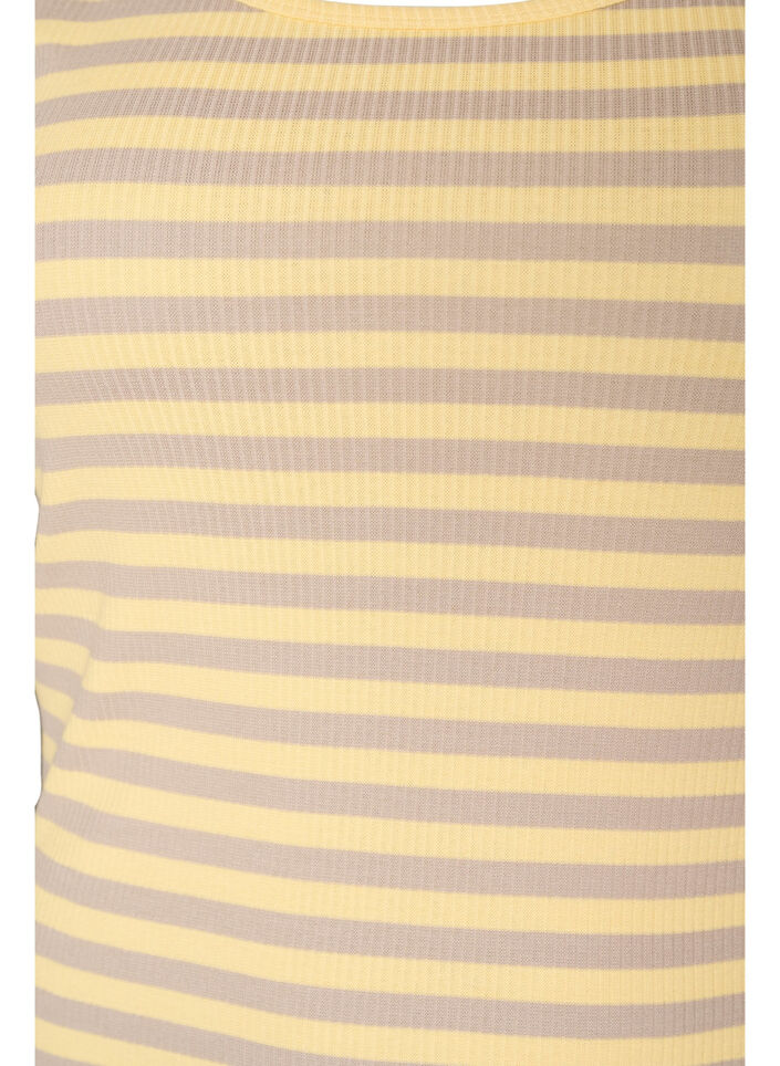 Randigt linne med ribbstruktur, Gul, Packshot image number 2