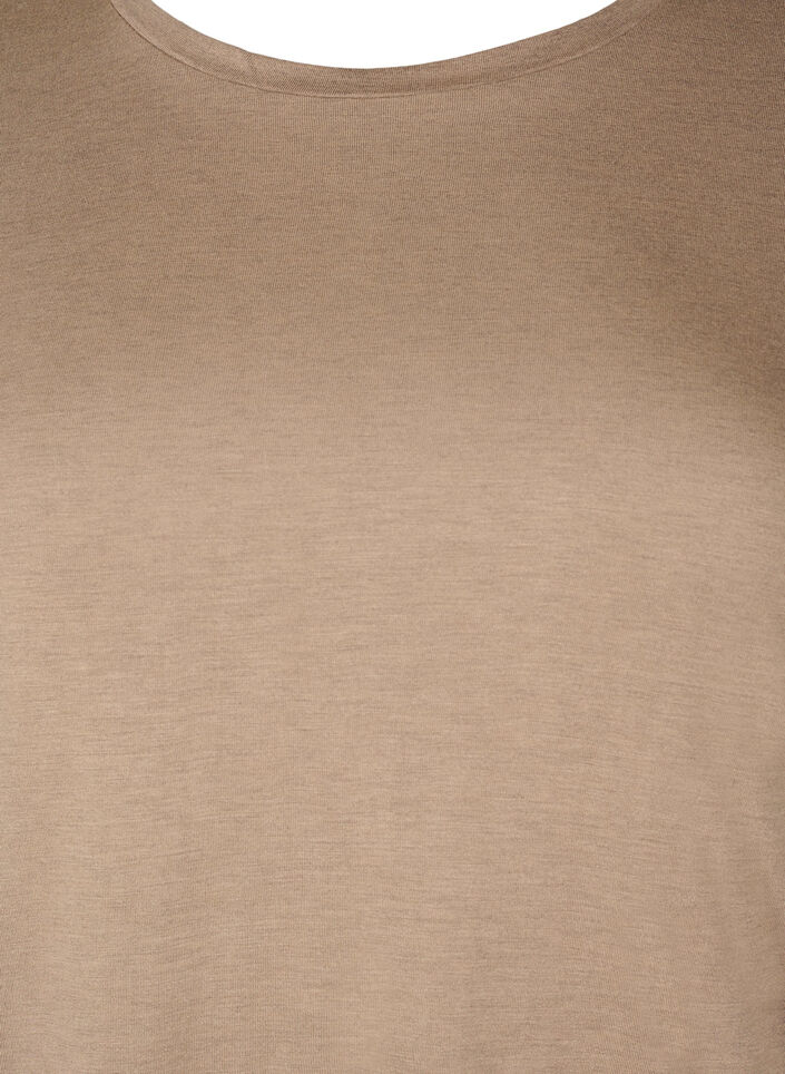 L&aring;ng&auml;rmad blus i ull och viskos, Brun, Packshot image number 2