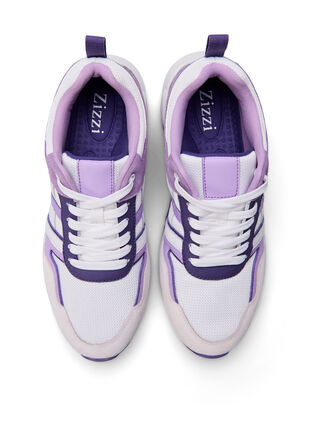 Sneakers med wide fit, White Purple, Packshot image number 3