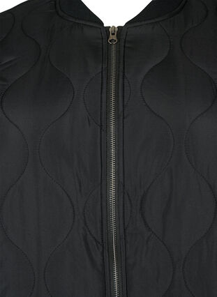 Lång quiltad jacka med fickor och dragkedja, Black, Packshot image number 2