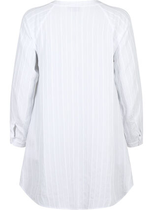 Lång viskosskjorta i randigt mönster, Bright White, Packshot image number 1