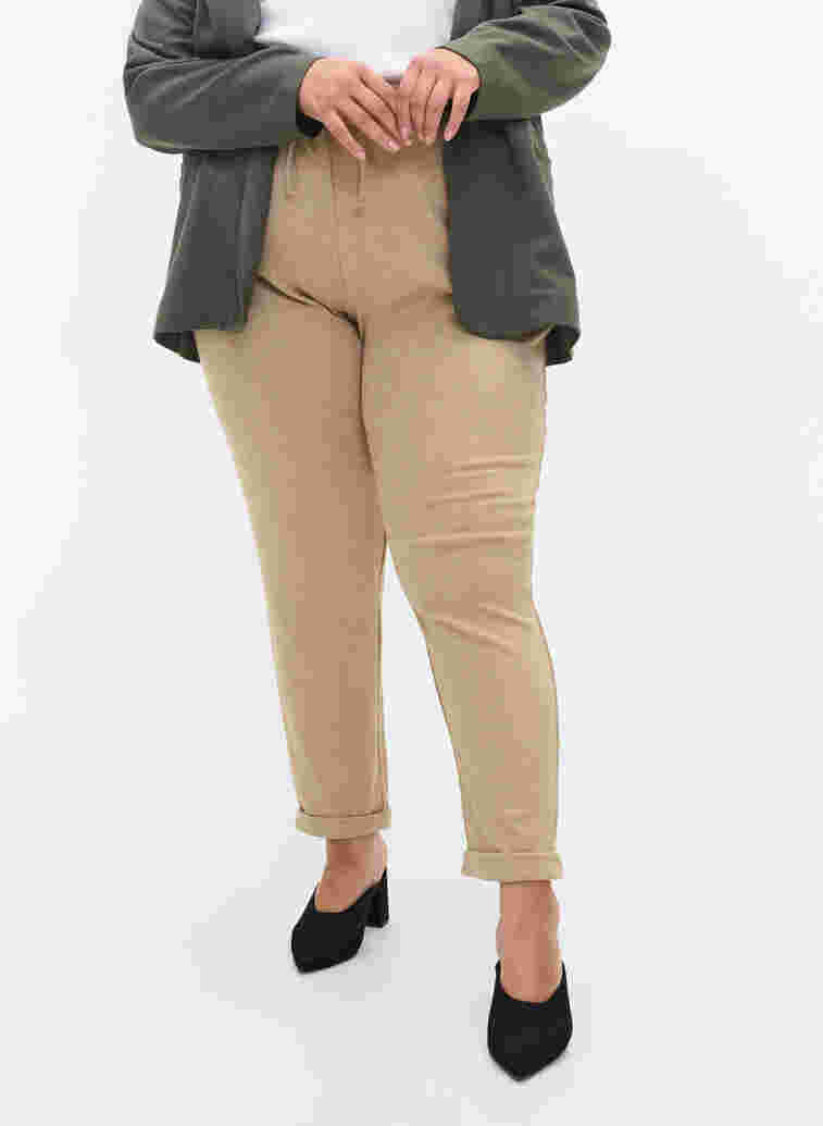 Melerade byxor med dragsko och fickor, Beige Melange, Model image number 3
