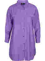 Lång viskosskjorta med knappar, Royal Lilac