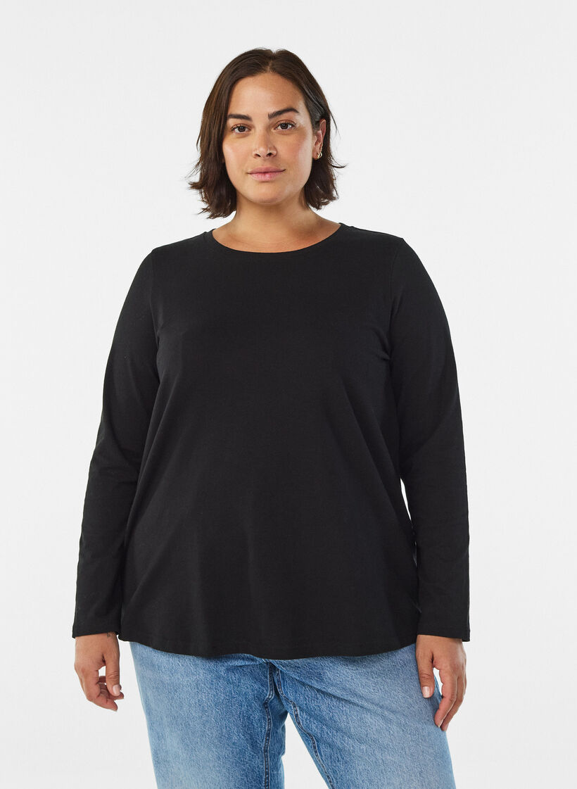 Baslinne i jersey med l&aring;nga &auml;rmar, Svart, Model image number 0