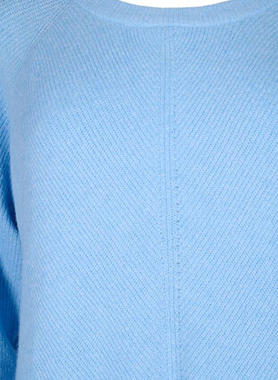 Melerad tröja med slits i sidan, Blue Bell/White Mel., Packshot image number 2