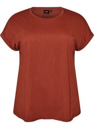 Kort&auml;rmad t-shirt i bomullsmix, R&ouml;d