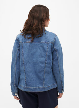 FLASH - jeansjacka i stretchig bomullsblandning, Blue Denim, Model image number 1