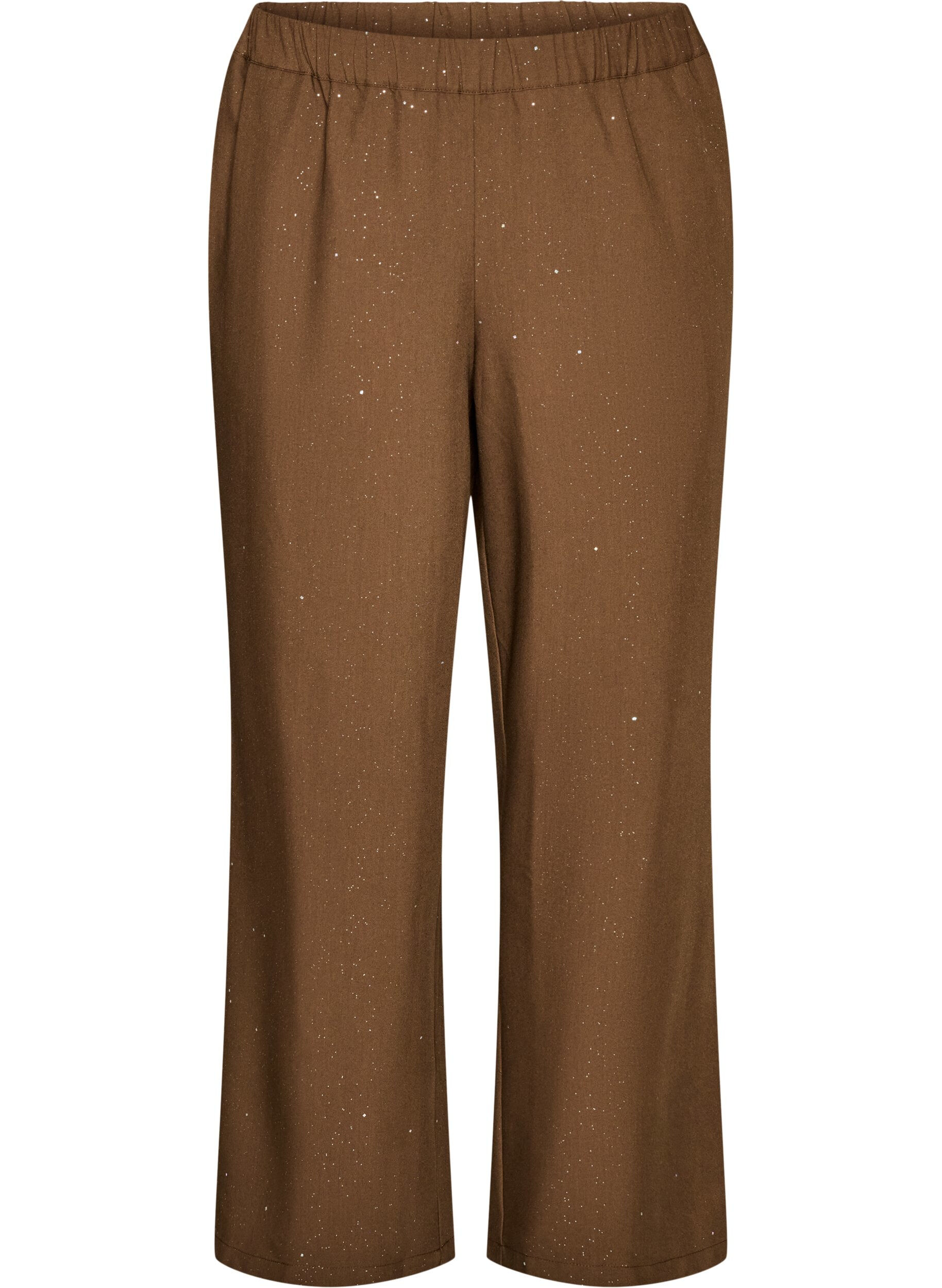 ZizziByxor med glitter och vida ben, Brun, Packshot image number 0
