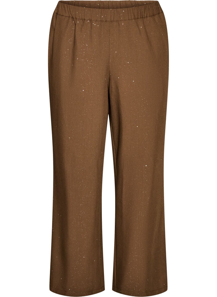 Byxor med glitter och vida ben, Brun, Packshot image number 0