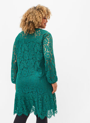 Spetsklänning med långa ärmar, Evergreen, Model image number 1