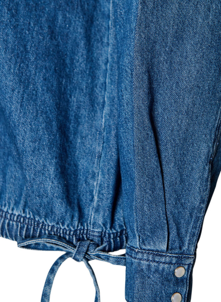 Blus i denim med ballongpassform, Bl&aring;, Packshot