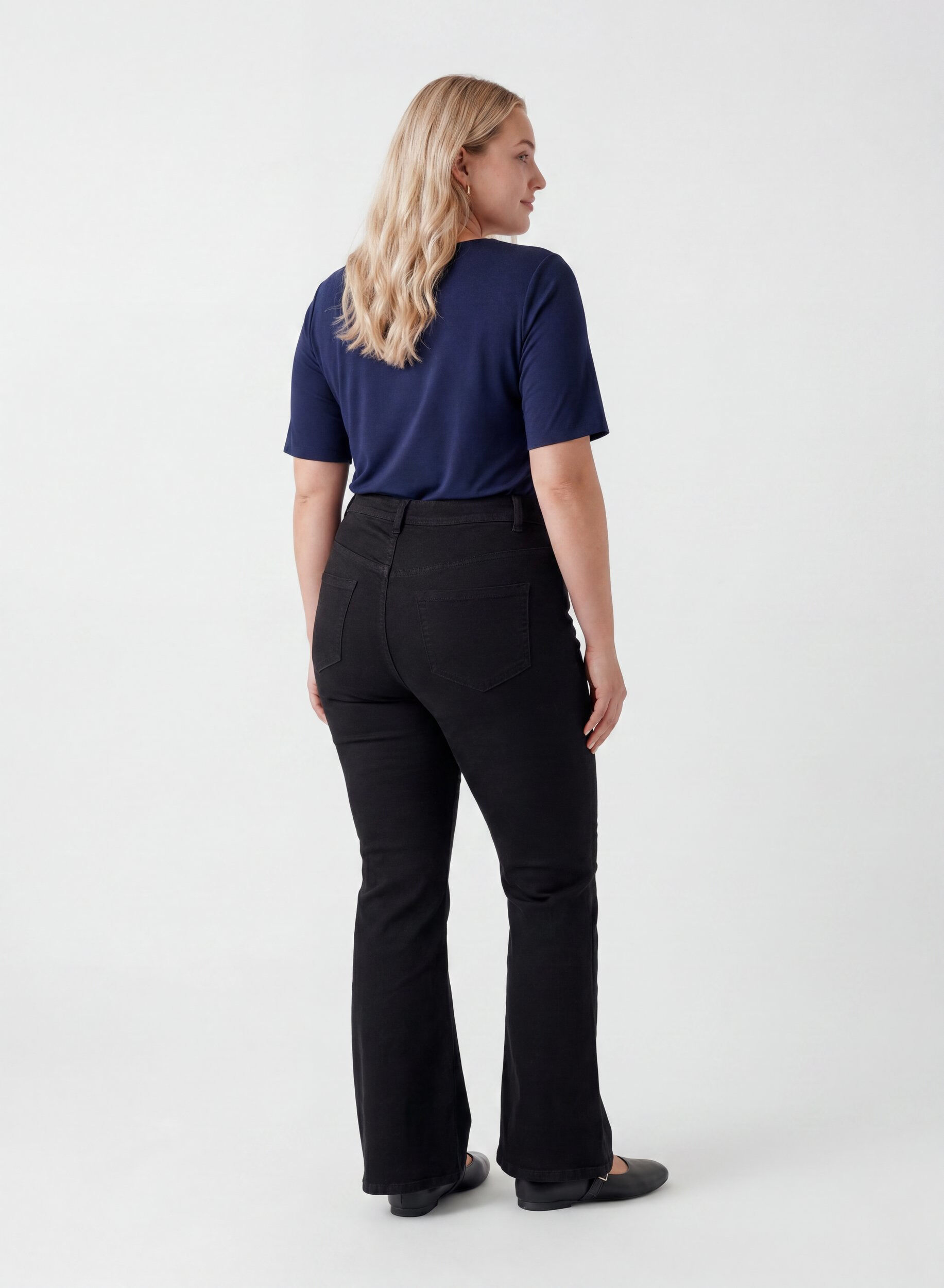 ZizziKort&auml;rmad v&auml;vd blus med rund hals, Bl&aring;, Model image number 2