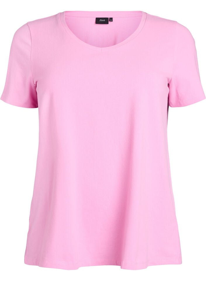 Enfärgad bas-t-shirt i bomull, Rosa, Packshot image number 0
