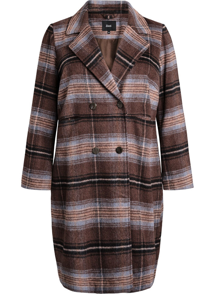 Borstad rutig kappa, Brun, Packshot image number 0