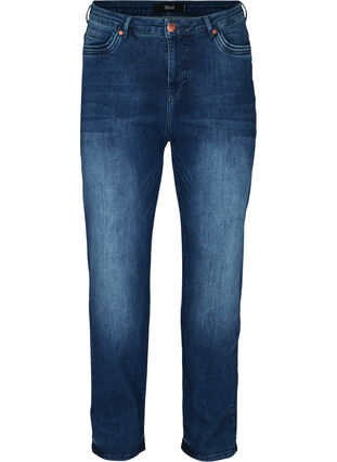 Regular Gemma jeans med hög midja, Blue denim, Packshot image number 0