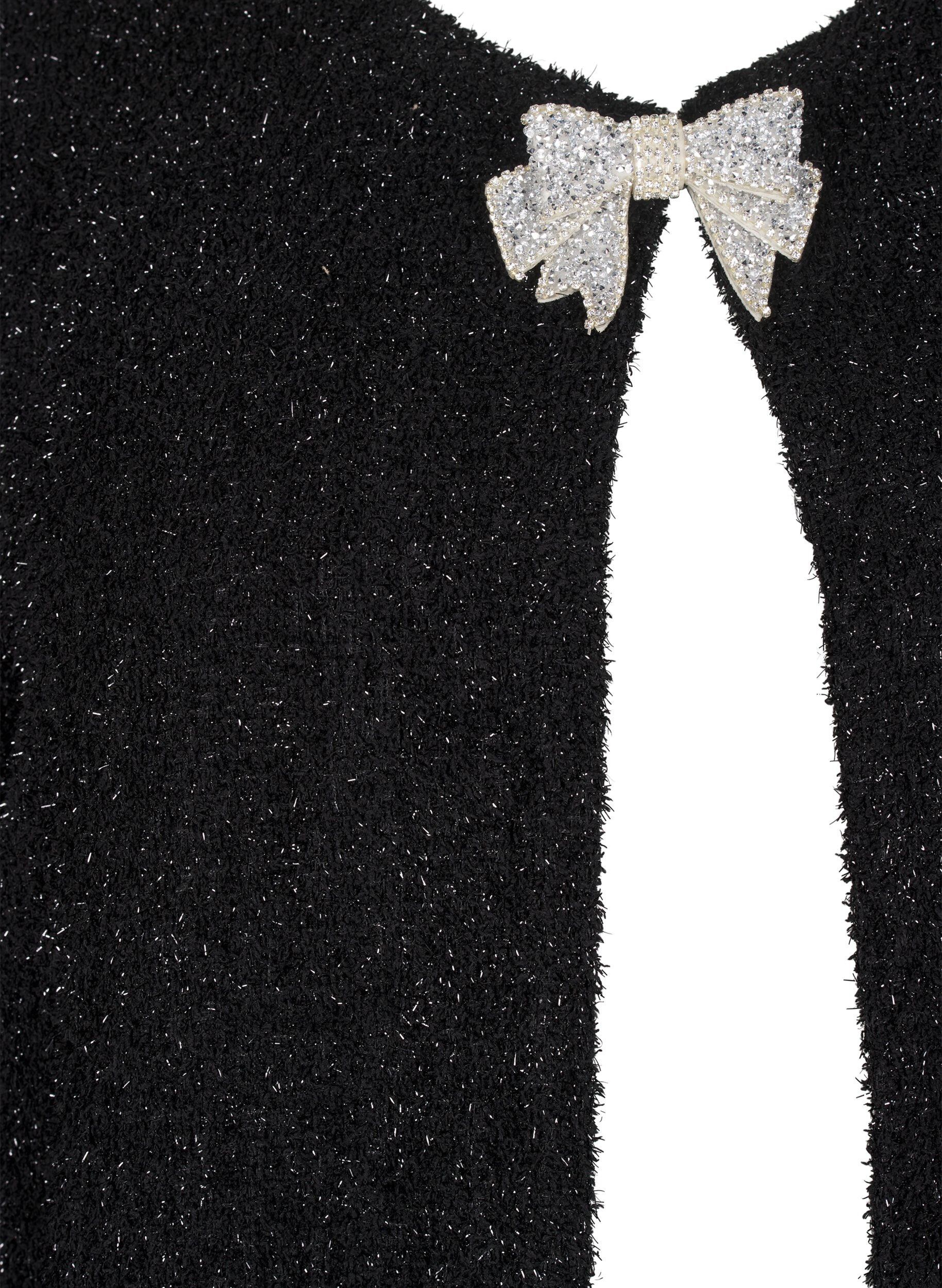 Zizzi Jacka med rosett och glittertr&aring;d, Black, Packshot image number 2