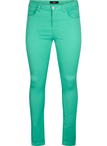 Högmidjade Amy jeans med super slim passform, Holly Green, Packshot image number 0